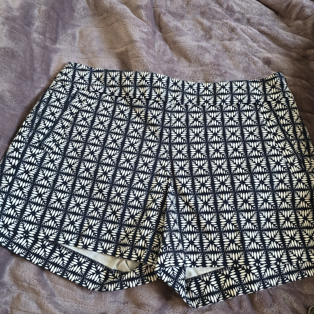 J. Crew High Waist Black and White Patterned Shorts